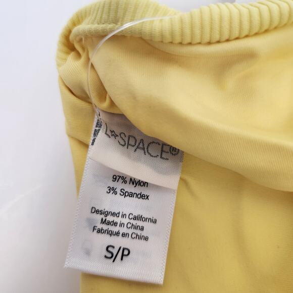 L*Space Dax Bikini Top in Yellow Ribbed Size Small Lace Up NWT - Picture 5 of 6